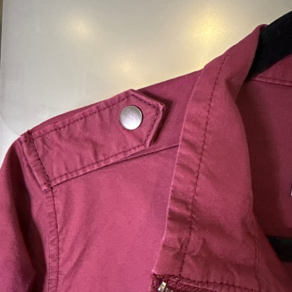 Mudd Burgundy Utility Jacket Snap Front Drawstrin… - image 7